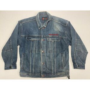 Johnny Blaze Denim Jacket Vintage‎ 90s Hip Hop Blue Streetwear Men's Size XL